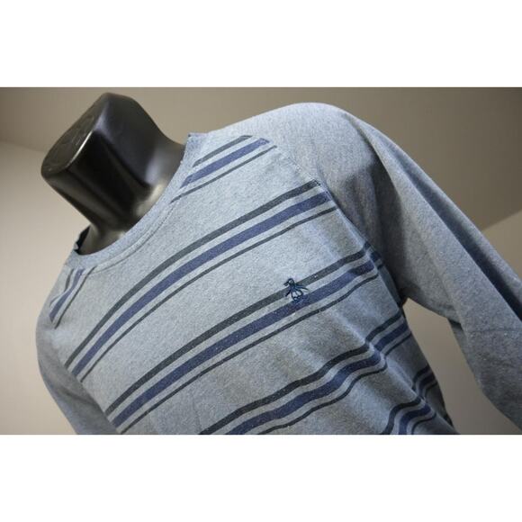 Penguin Munsingwear Tee Shirt Graphic Long Sleeve Striped Mens Size Medium - Picture 1 of 7